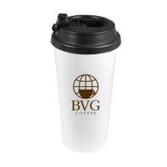 Travel polymer double-walled mug with black lid - 450 ml